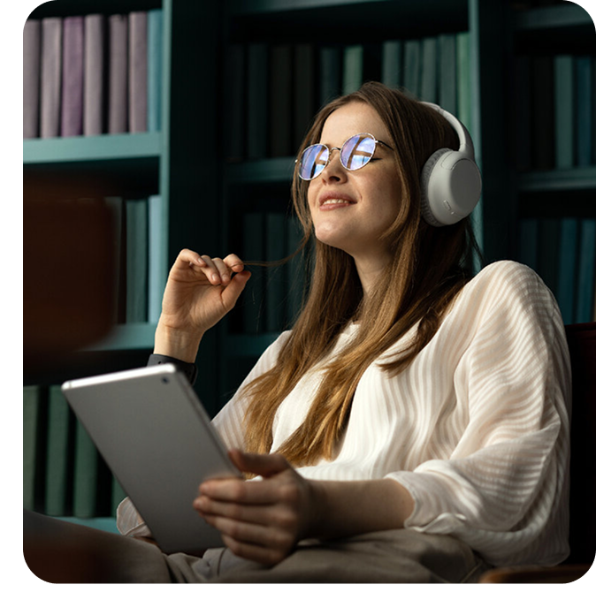 Person listening to audiobook